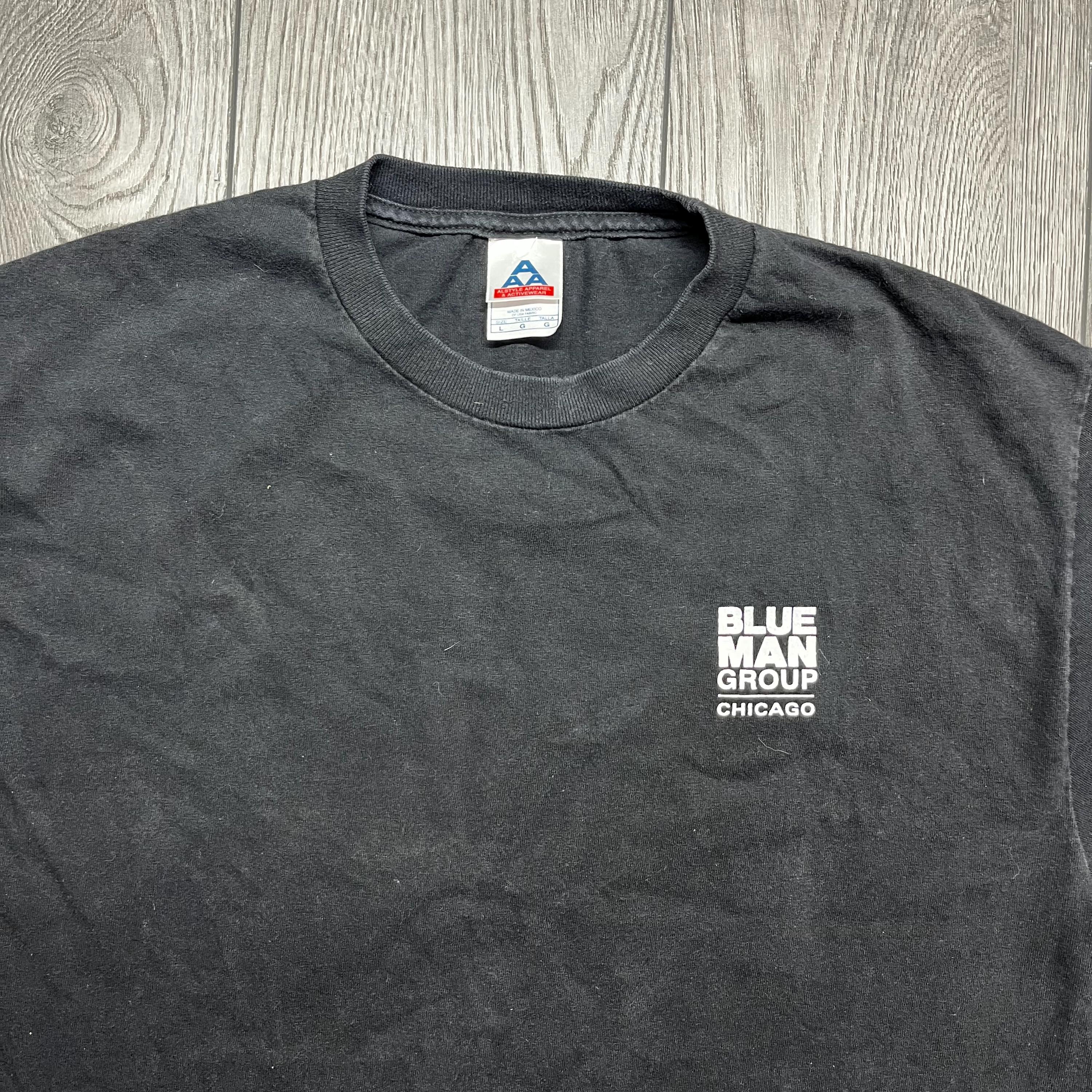Vintage Blue Man Group Chicago T Shirt Mens Large Black Rare Band