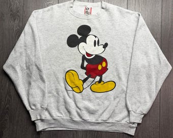 Vintage Disney Designs Mickey Mouse Sweatshirt Gray Mens XL Made in USA Pullover