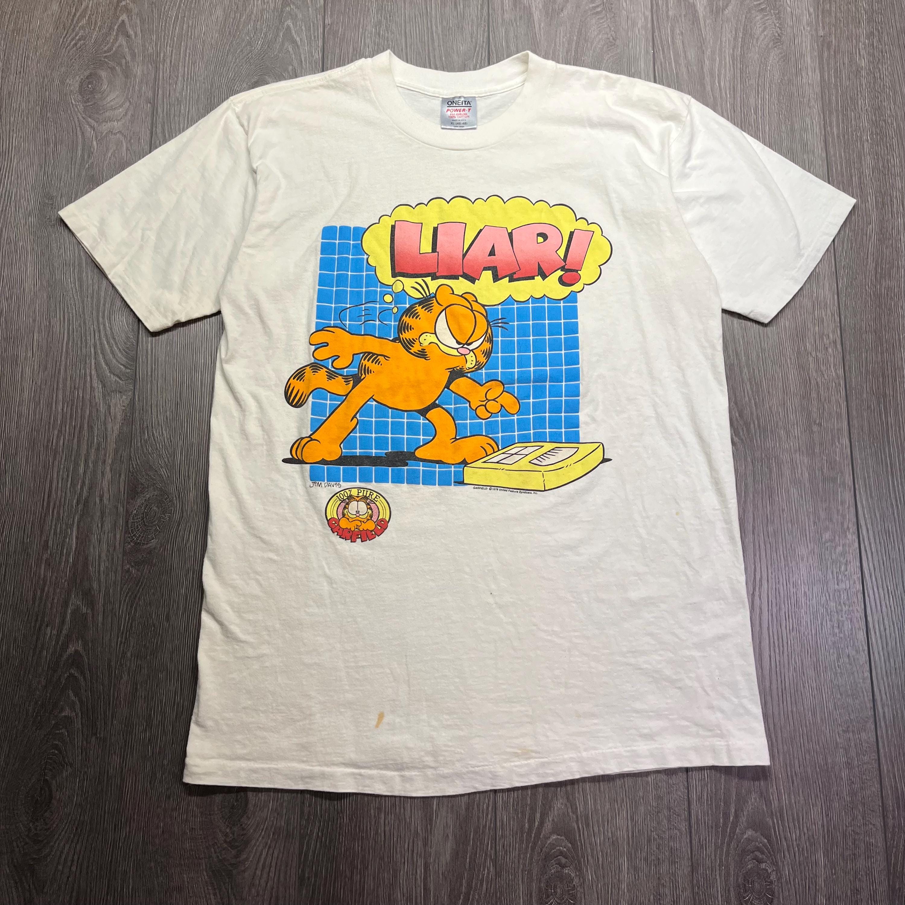 Vintage Garfield Scale Liar Funny 1990s T Shirt XL White Single