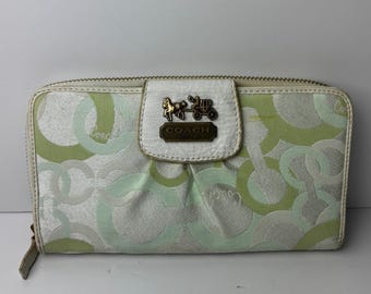 Portafoglio Coach Ashley Sateen Signature Monogramma verde Y2k
