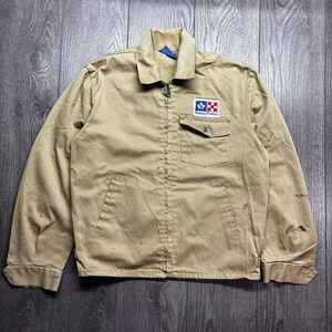 Vintage Big B Brotherhood Ralston Purina Work Jacket Tan Twill Size 42 Medium