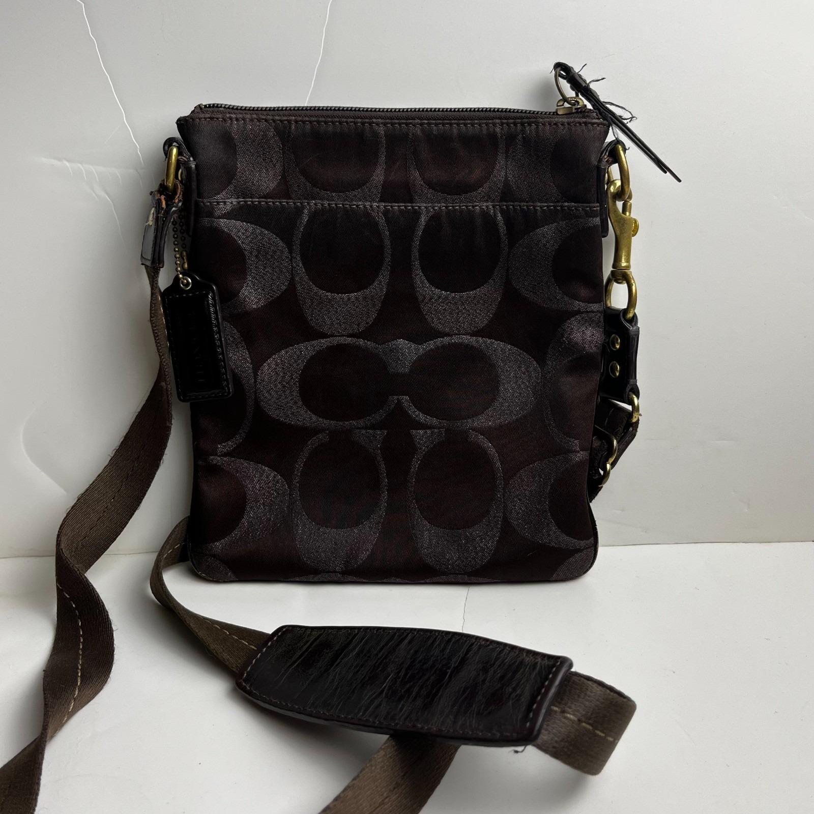 Vintage COACH Signature Jacquard Gold Studs Rivets Crossbody Bag