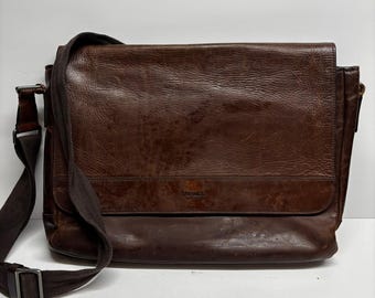 Shinola Detroit Brown Leder Umhängetasche Laptop Aktentasche in den USA genäht