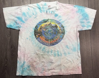 Vintage 1994 Earth Circle of Life Human-I-Tees T Shirt XL 90s Organic Tie Dye