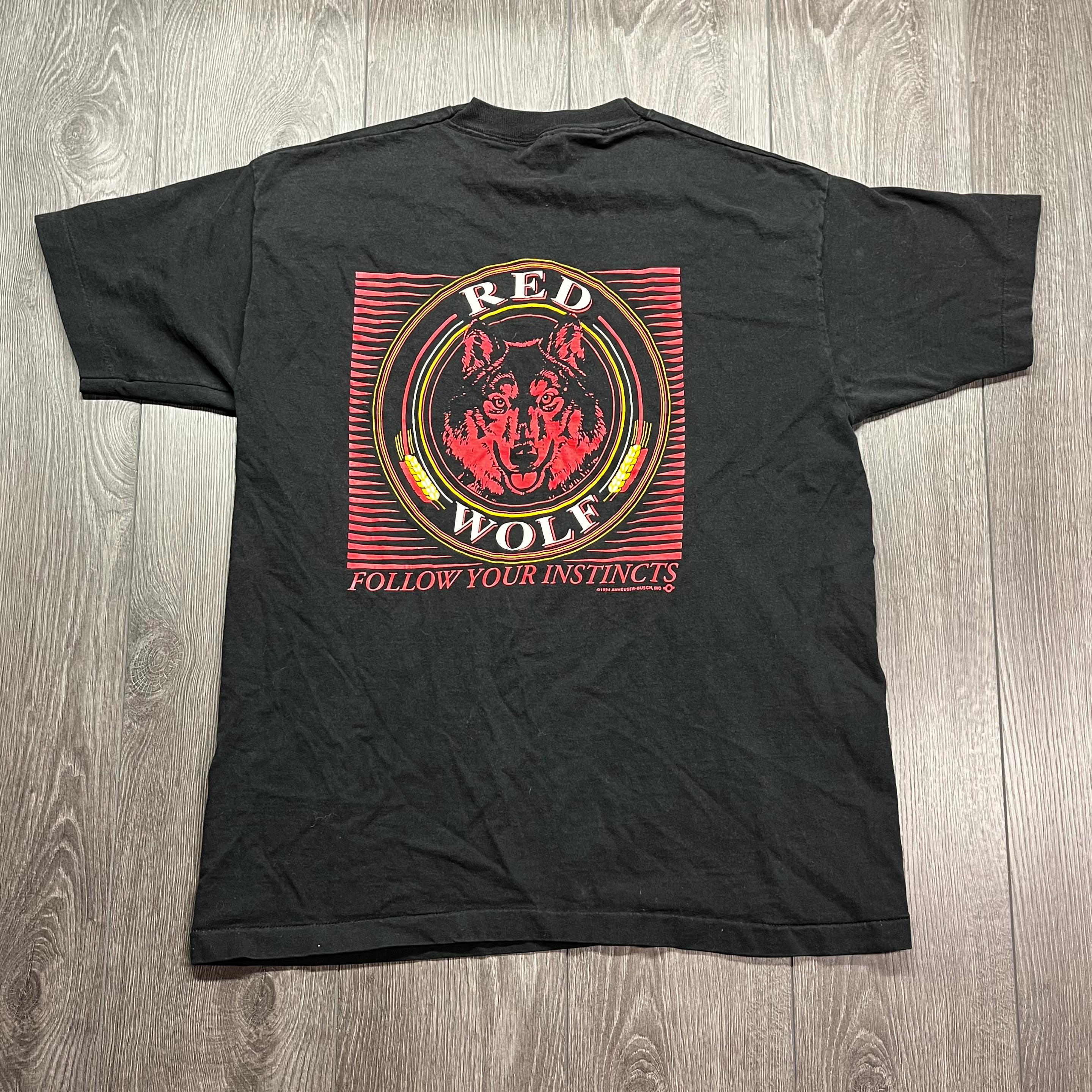 ヴィンテージ レッドウルフ ビールアート Tシャツ XL 特大 ブラック 