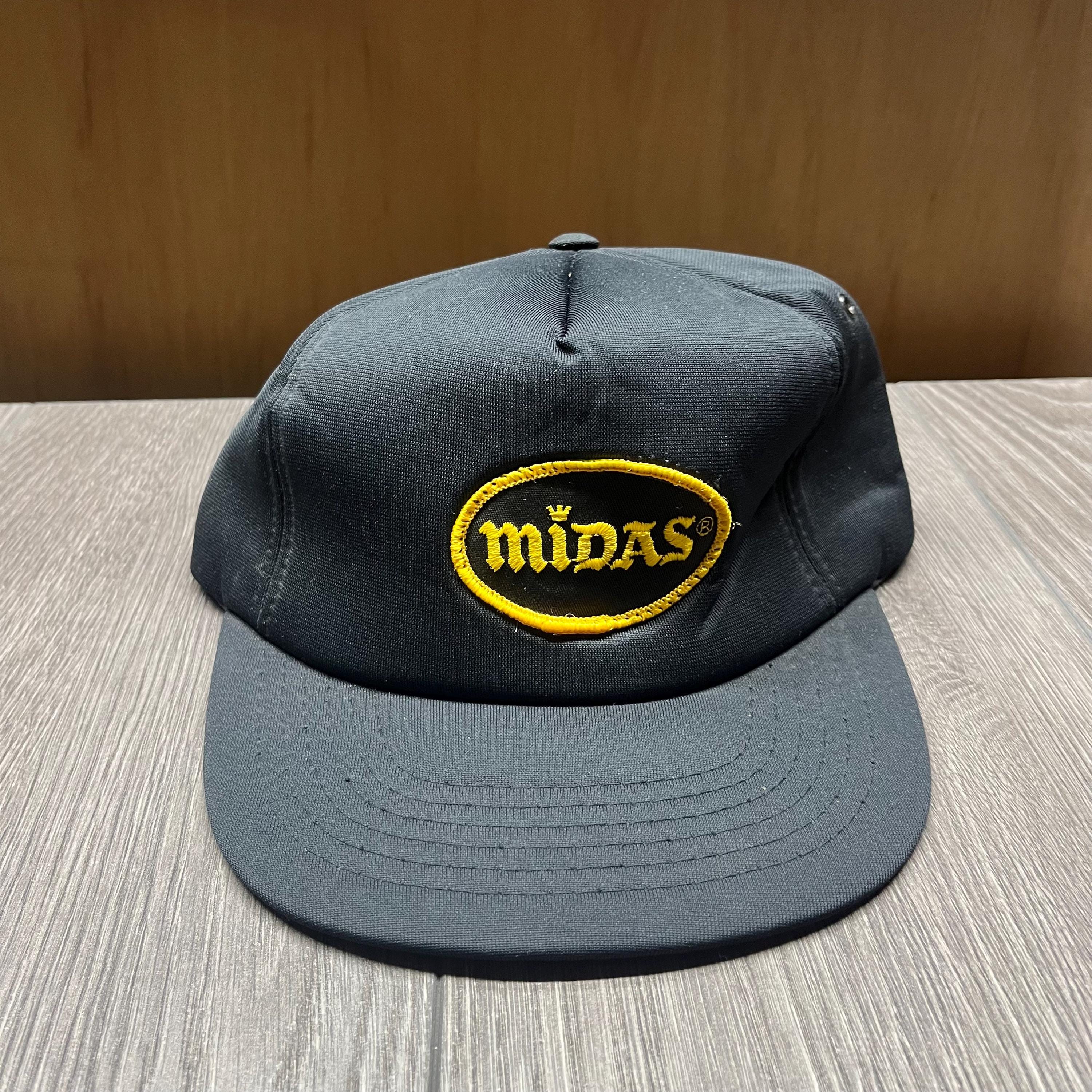 Vintage Midas Gold 1980s Black Trucker Snapback Hat Adjustable