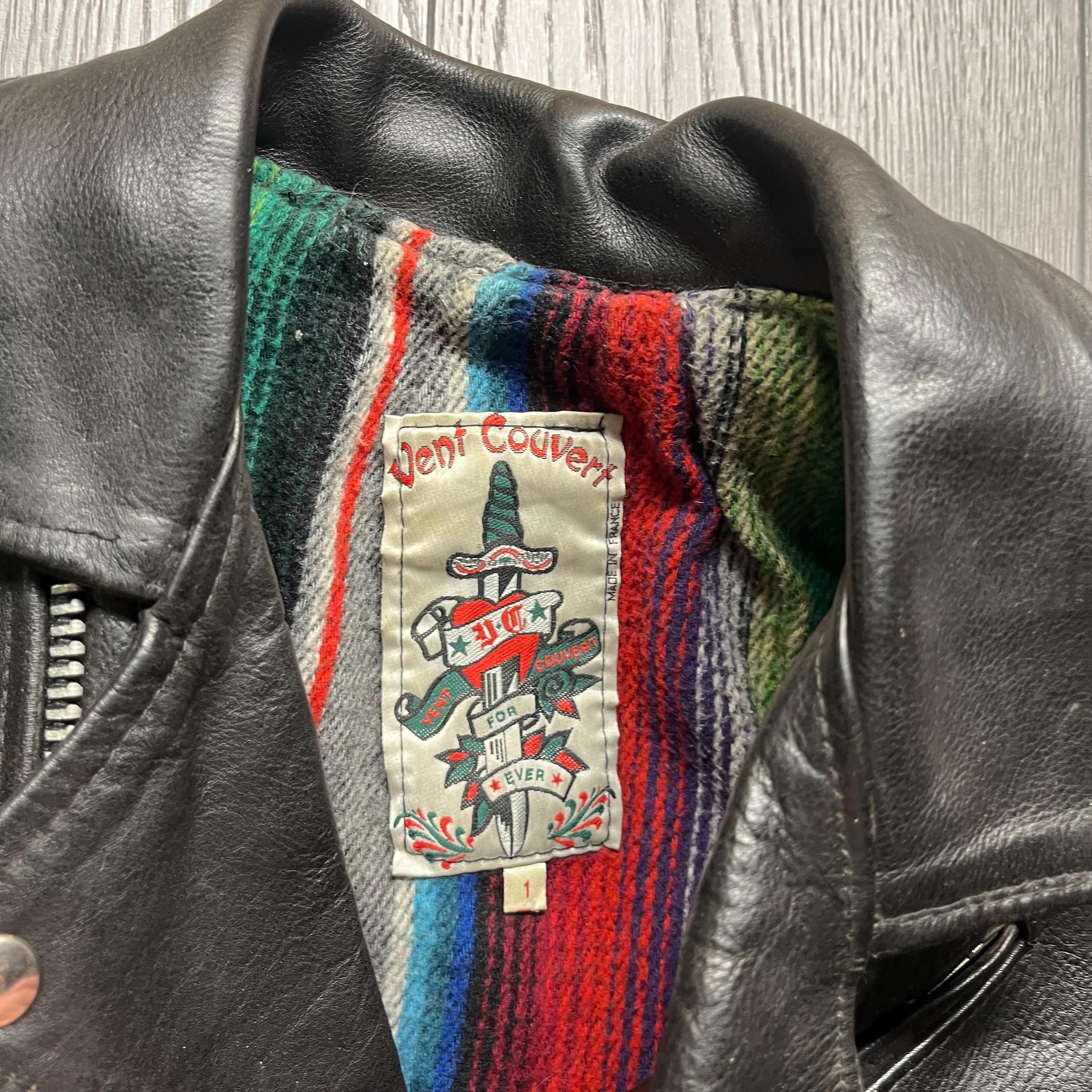 Ventcouvert Vintage Motorcycle Leather Jacket Blanket Lined Black