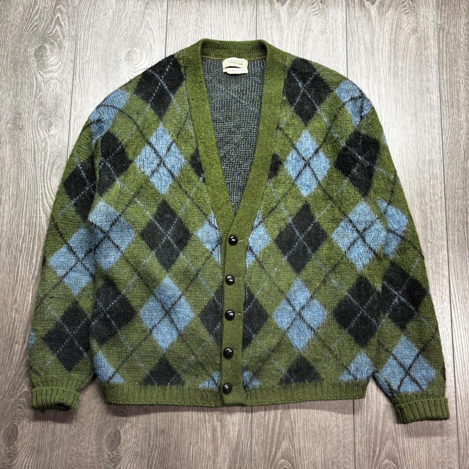 60's Mohair Cardigan Mohair65%×Wool35% Shaggy Mohair モヘア