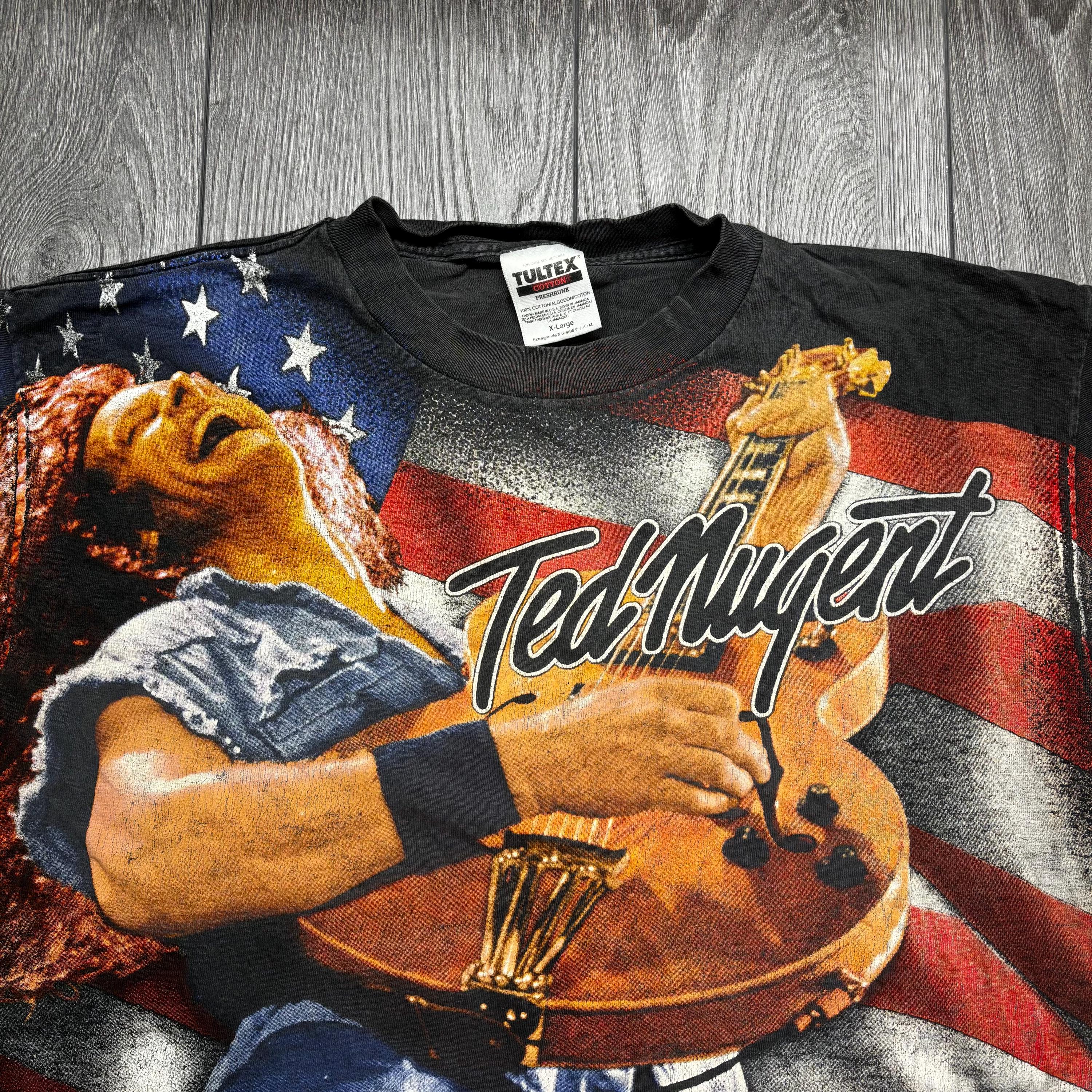 Vintage Ted Nugent Shirt XL Black Faded Rock N Roll Winterland