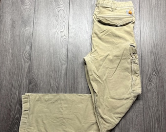 Vintage Carhartt Canvas Brown Tan Work Wear Pants 34 x 32 Streetwear Distressed Workwear Y2k Cargo