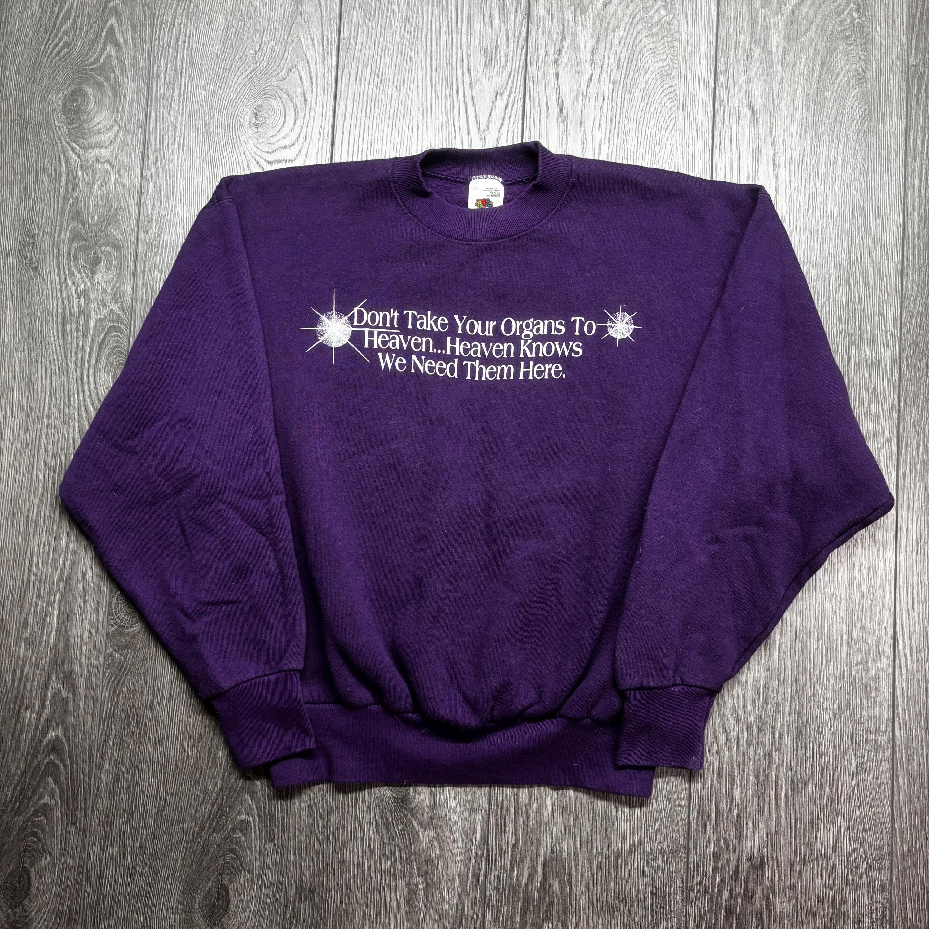 Vintage Organ Donner Heaven Sweatshirt 1990s Purple Large Sweater