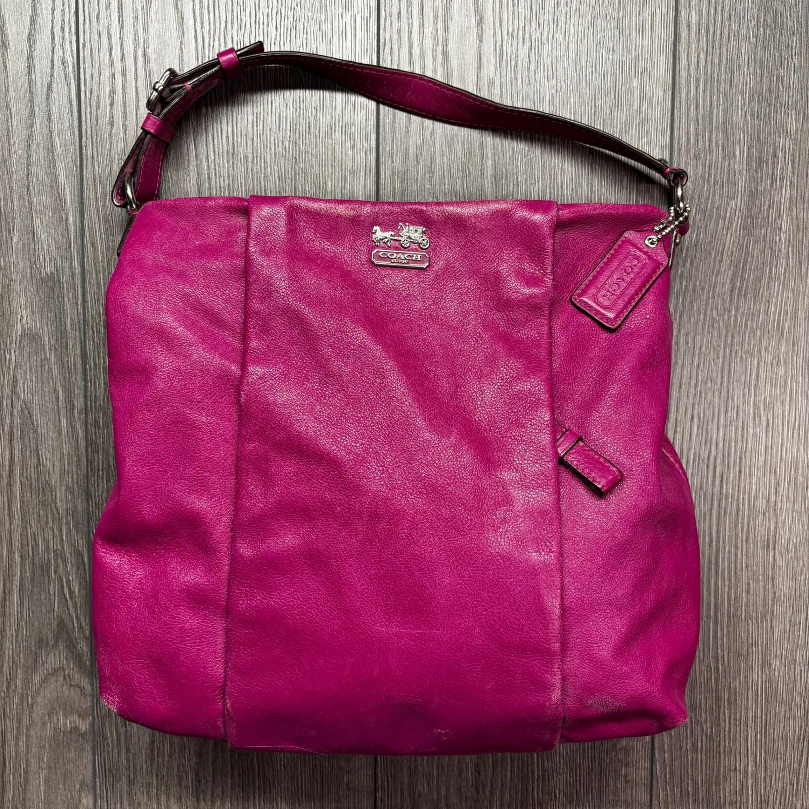 Coach Madison Maggie Magenta Pink Leather Shoulder Bag 21224