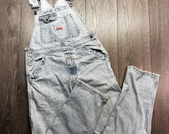 Vintage Ikeda Genuine Classic Denim Overalls Light Wash Made in Canada Mens S
