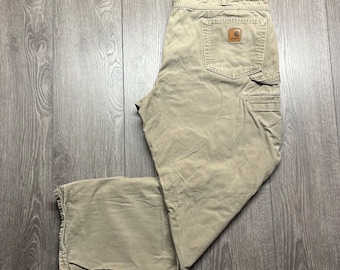 Vintage Carhartt Y2k Canvas Workwear Carpenter Hose 40 x 30 Braun Streetwear Distressed