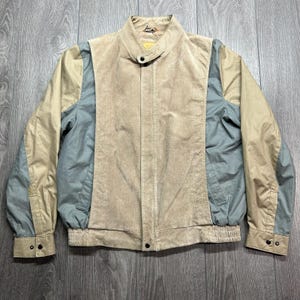 Vintage Club International Tip Top 80s Medium Suede Colorblock Bomber Jacket 42