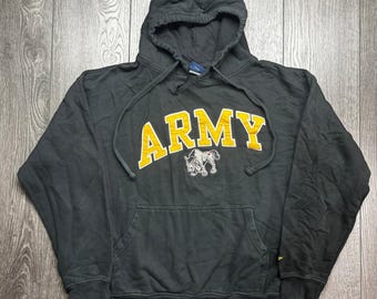 Vintage Armee West Point Schwarze Ritter Hoodie Schwarz Herren XL