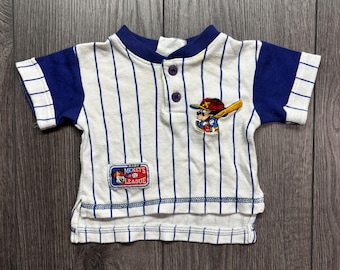 Vintage Mickey Mouse 1990s 0-6 M T shirt Youth Baby Tee Cute Baseball White