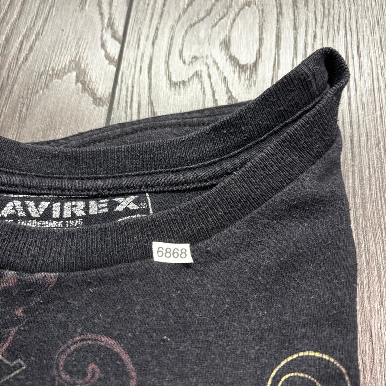 Avirex Mens XL Graphic T-Shirt Black Skull Fleur De Lis Crown Y2K Streetwear image 8