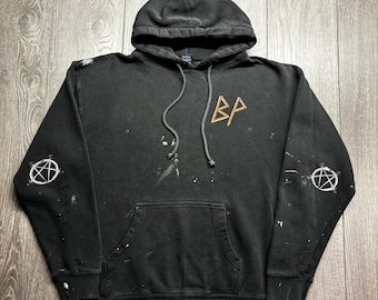 Vintage BP Black Painters Medium Distressed Hoodie Y2K Skate Pentagram Mens