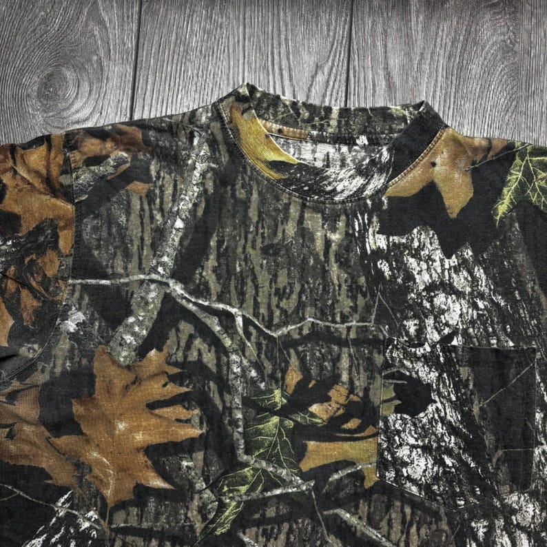 Mossy Oak Break-Up Infinity Camo L Pocket Shirt Mens Hunting Tee Brown Green Y2k image 2