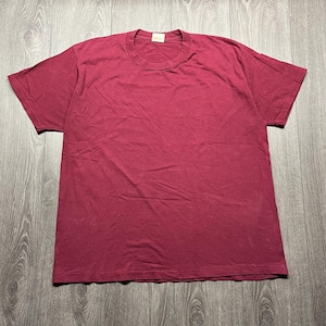 Vintage 1990s Single Stitch Red Blank T Shirt XL Extra Large Faded Streetwear Essential Tee