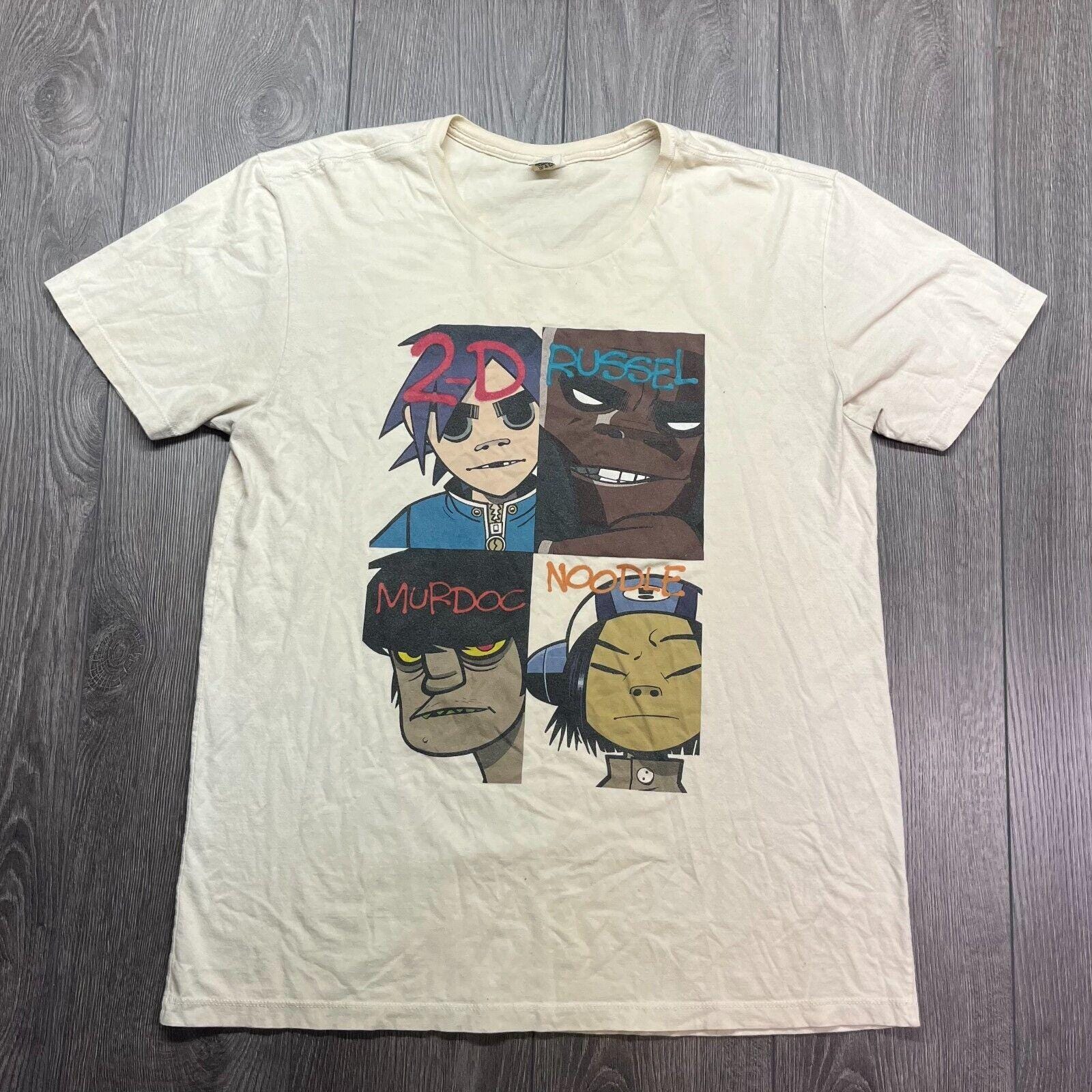 Vintage the Gorillaz White Unisex T-shirt Large L Faces Logo Y2k