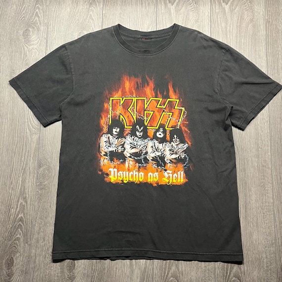 Vintage Kiss Psycho as Hell Band T Shirt Black XL XXL 2XL Extra