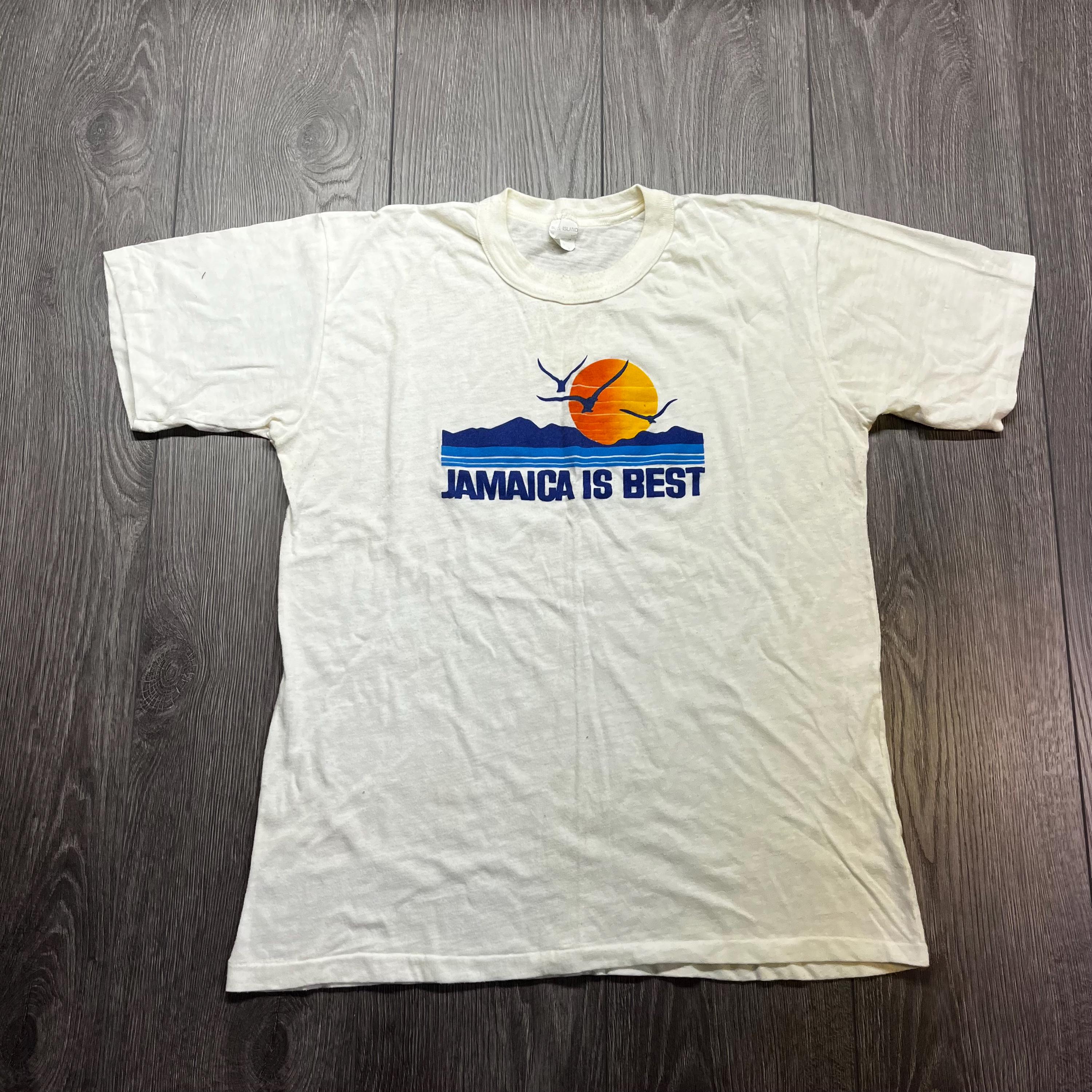 Vintage Jamaica is Best 1980s White Surf Art T Shirt Single Stitch 