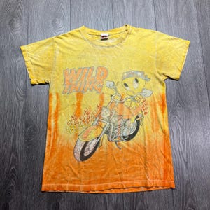 Camiseta vintage Tweety Bird Looney Tunes Wild Thing Tie Dye, talla mediana, con dibujos animados, desteñida, suave y desgastada.