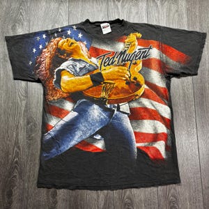Vintage Ted Nugent Shirt XL Black Faded Rock N Roll Winterland