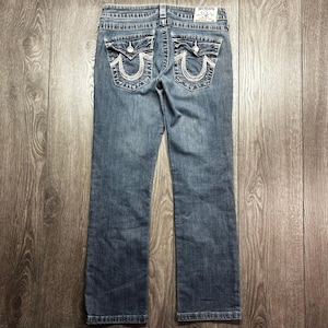 True Religion Straight Leg Jeans Womens 28 Blue Medium Wash Low Rise Made in USA image 1