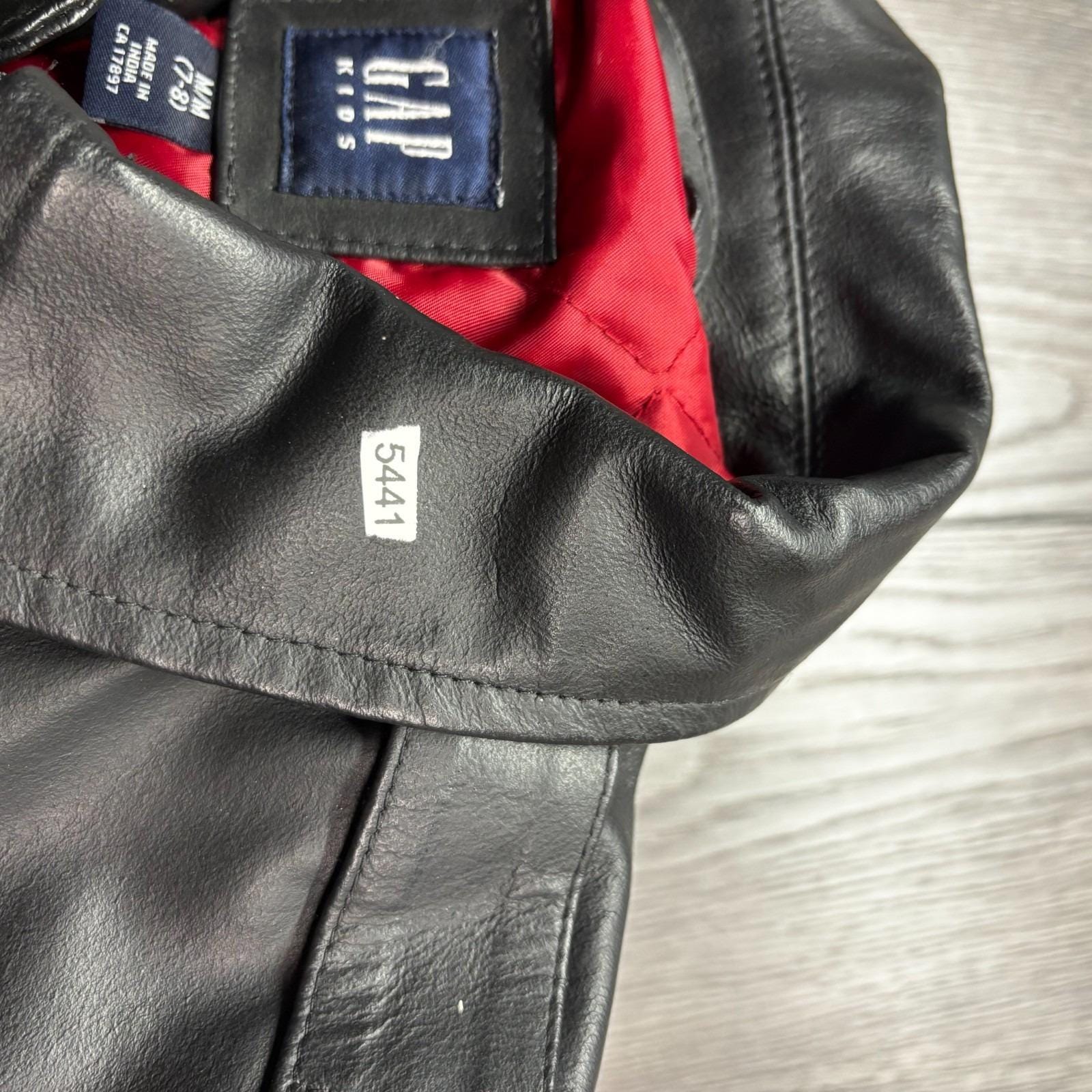 19603　GAP kids レザージャケット Vintage Gap Kids Leather Jacket in Black Boy's Size Medium 7/8 EUC