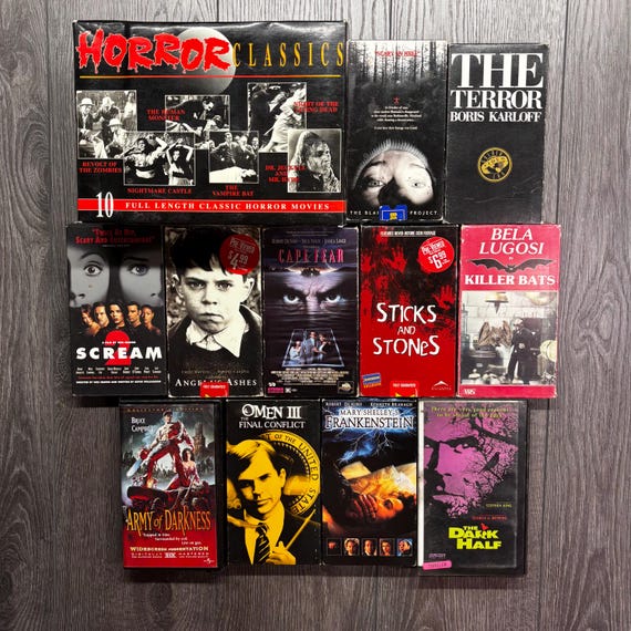 Horror Vhs Classics Blair Witch Boris Karloff Scream Omen Cape