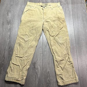 Carhartt Mens Relaxed Fit 36 x 30 Rugged Flex Canvas Work Pants Tan Y2k