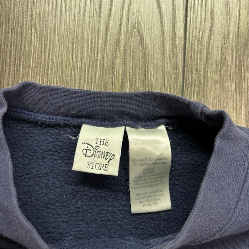 Vintage Disney Store Mens XXL Mickey Mouse Friends Embroidered Navy Sweatshirt image 4