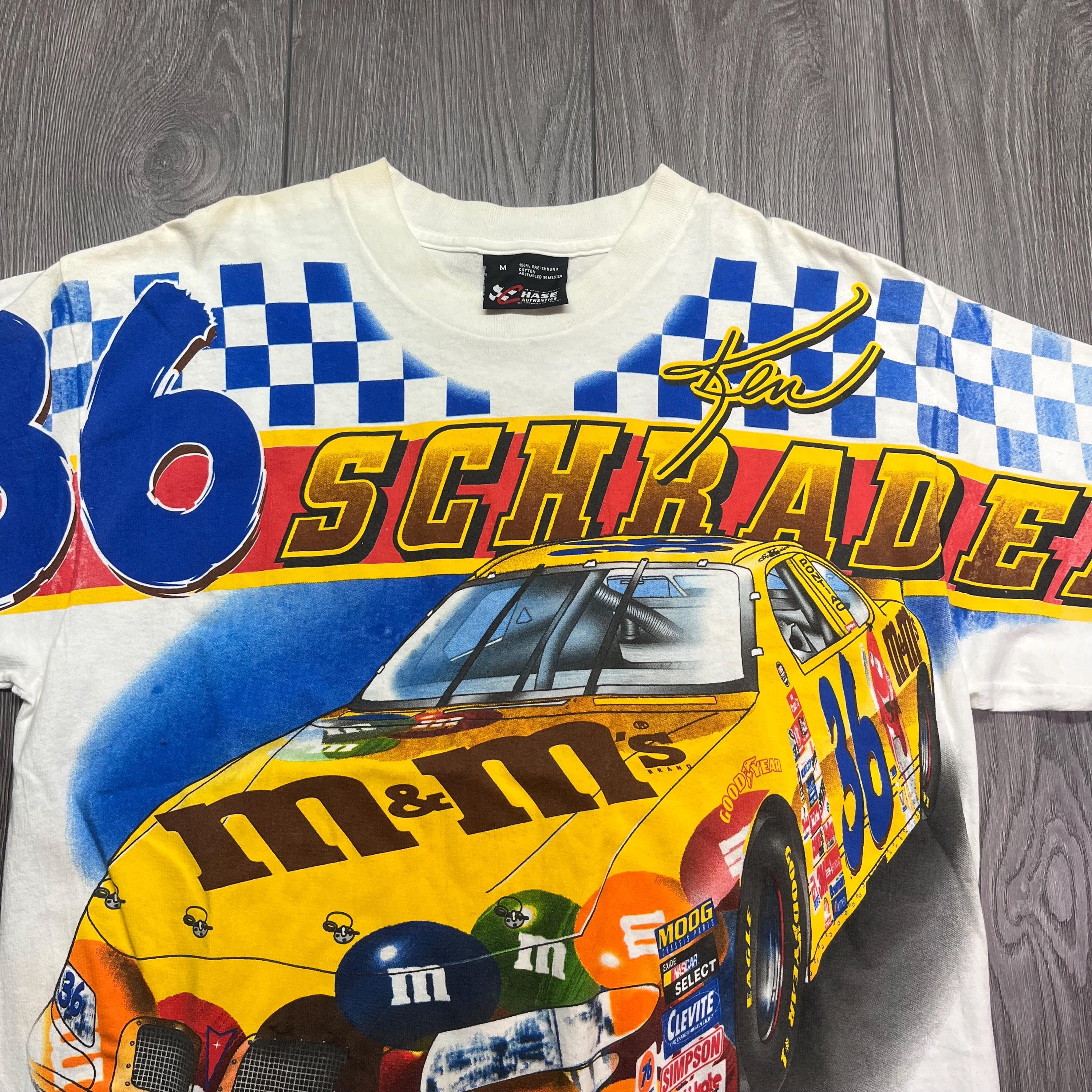 Vintage All Over Print Nascar M&M Ken Schrader T Shirt White