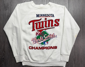 Vintage 1987 Minnesota Twins World Serie Medium Sweatshirt Weiß MLB Raglan