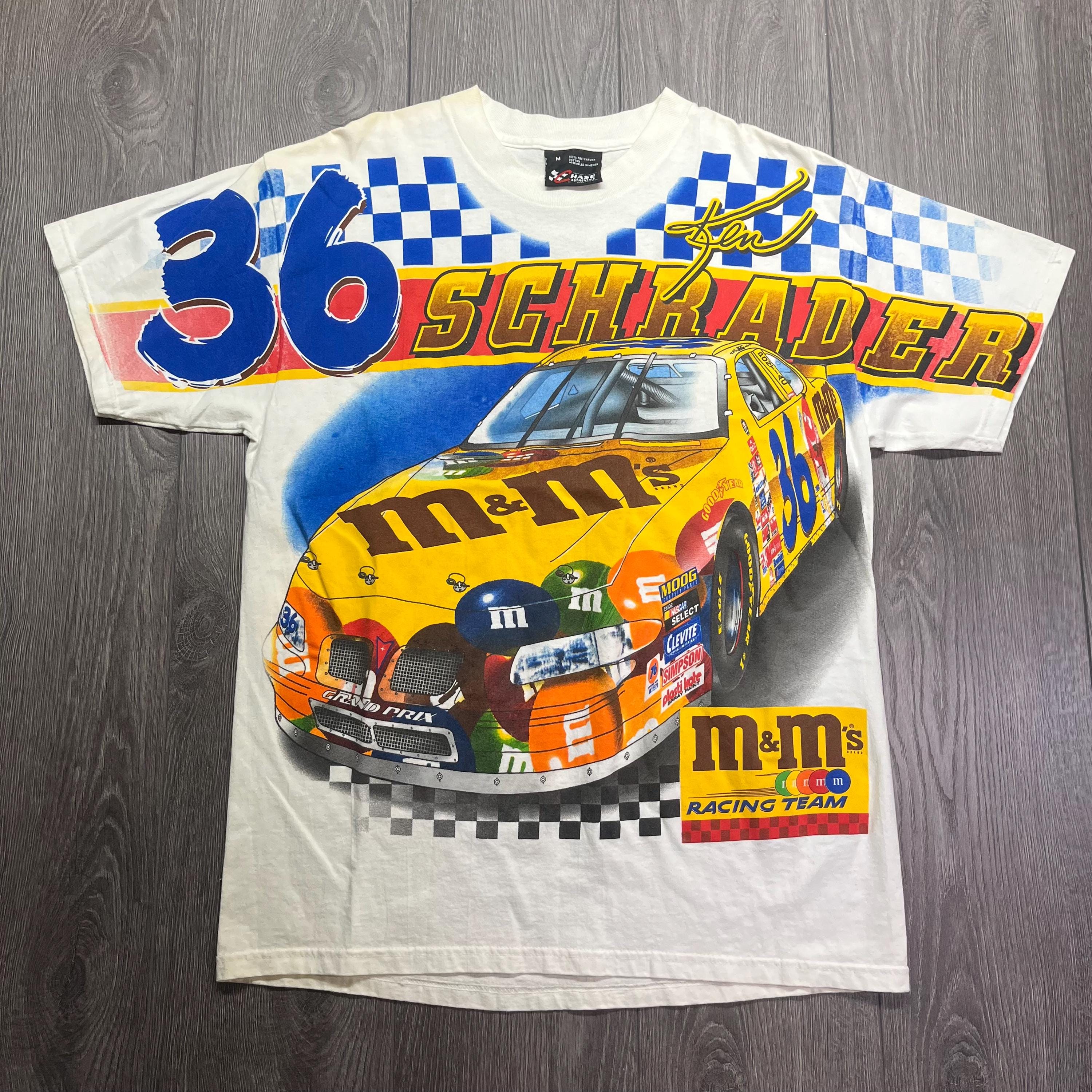 Vintage All Over Print Nascar M&M Ken Schrader T Shirt White 