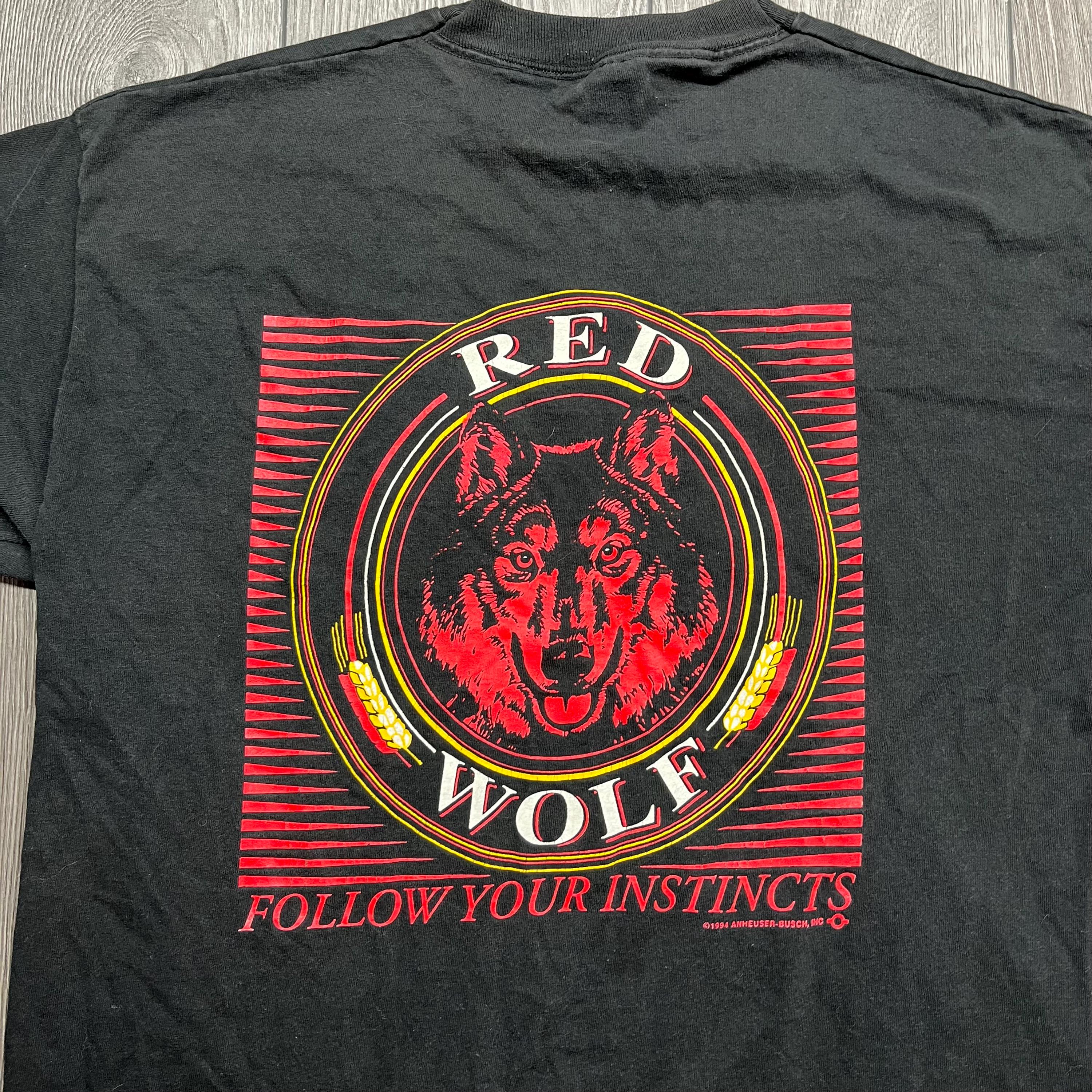 ヴィンテージ レッドウルフ ビールアート Tシャツ XL 特大 ブラック