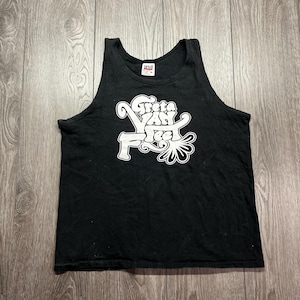 Vintage Greta Van Fleet 1990s Band Tank Tee Shirt Top Rocker Medium Black Faded