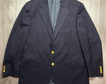 Polo Ralph Lauren marineblauwe scheerwolblazer gouden knopen Made in Italy 44 R