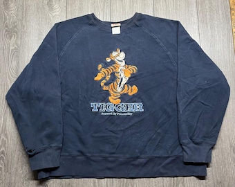 Vintage Tigger 1990s Embroidered The Disney Store Sweatshirt Large Blue
