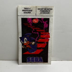 Vintage 1994 Post Cereal Sonic the Hedgehog SEGA Iron-On Patch Sweepstakes Stub