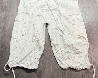 DKR & Company Womens White Cargo Capri Pants Y2K Drawstring Utility Size 12