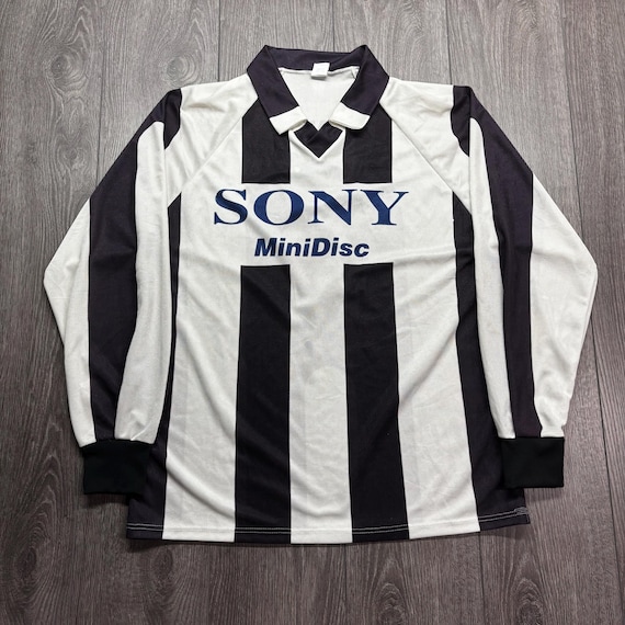 Vintage 1990s Sony Mini Disc Soccer Kit Jersey Italy Striped Black