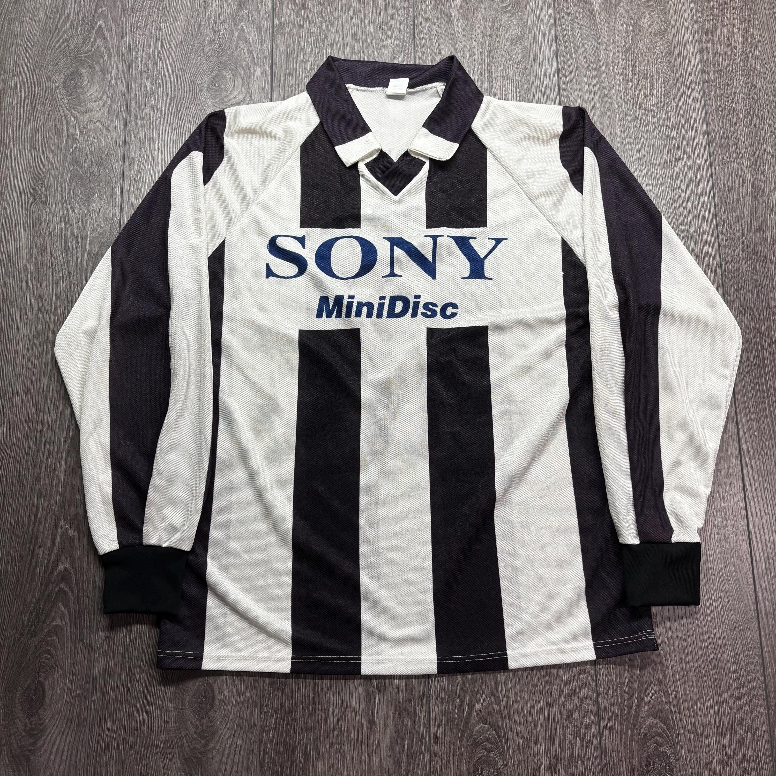 Vintage 1990s Sony Mini Disc Soccer Kit Jersey Italy Striped Black