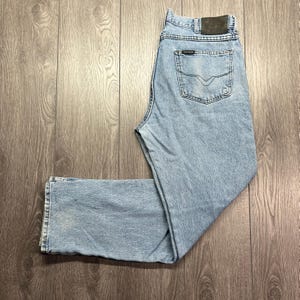 Vintage Harley Davidson Blue Denim Jeans Embroidered 36 x 32 Essential Streetwear Biker Choppers