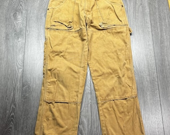 Vintage Dickies Carpenter Canvas Double Knee Pants 32 31 Brown Distressed Workwear Streetwear