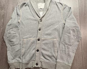 American Eagle Outfitters - Pull cardigan à col châle gris Y2k moyen pour hommes