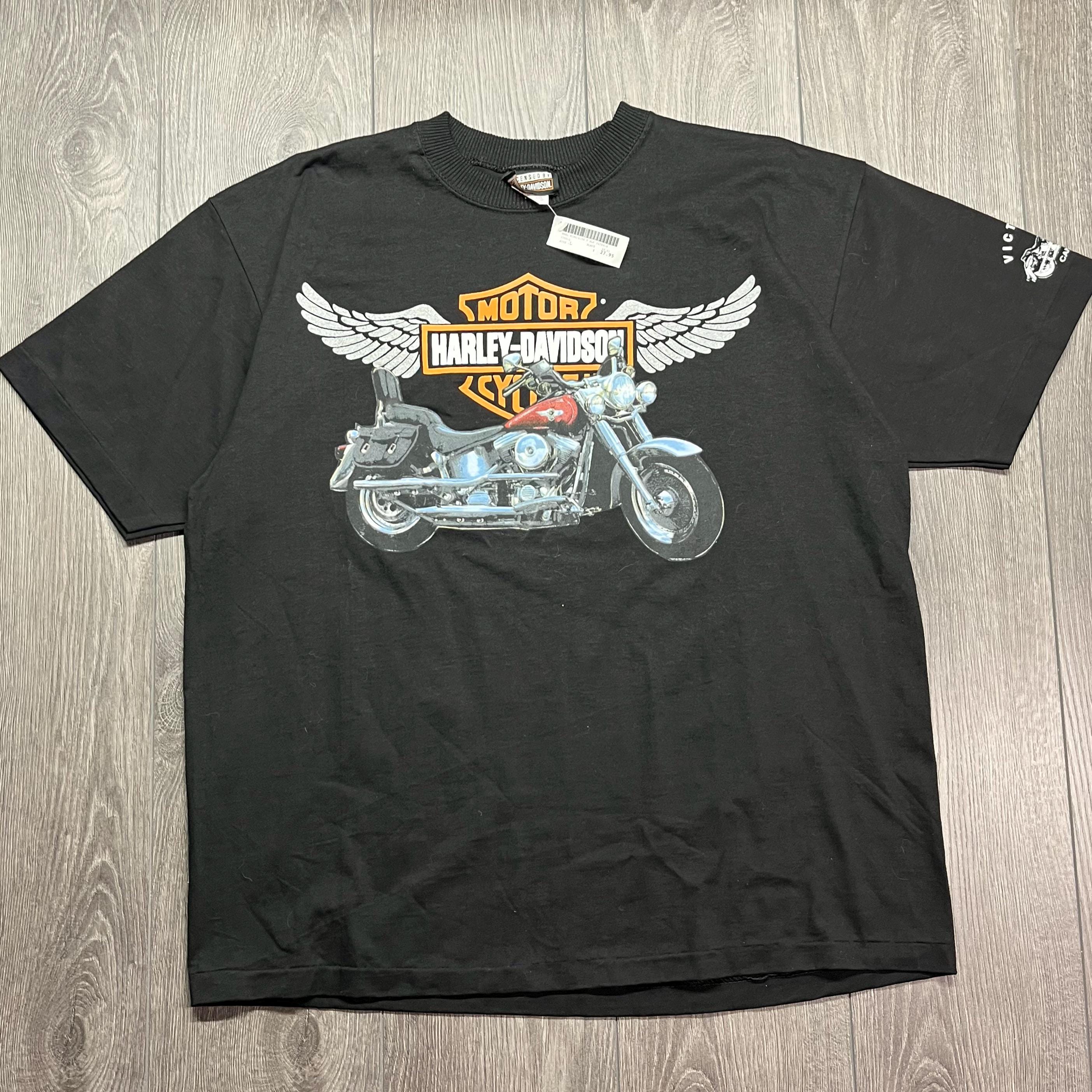 Vintage Harley Davidson Biker Victoria Canada T Shirt Large Black